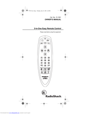 Radio shack 3-in-One Easy Remote Control Manuals | ManualsLib
