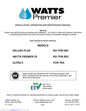 Watts Premier Ro Tfm 4sv Installation Operation And Maintenance