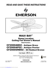 Emerson Maui Bay Cf2000ab02 Owner S Manual Pdf Download