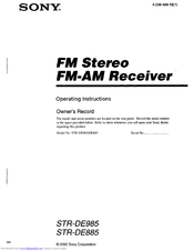 Sony STR-DE985 Manuals | ManualsLib