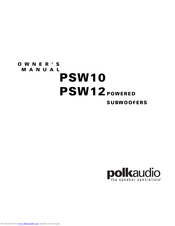Polk audio PSW10 Manuals | ManualsLib