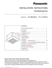 Panasonic WhisperSense FV-11VQC5 Manuals | ManualsLib
