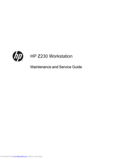 Hp Z230 SFF Workstation Manuals | ManualsLib