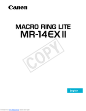 Canon Macro Ring Lite Mr 14ex Ii User Manual Pdf Download Manualslib