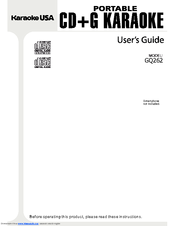 Karaoke usa GQ262 Manuals | ManualsLib