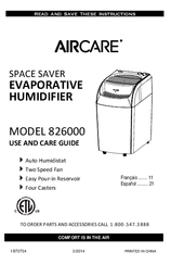 Aircare 826000 Manuals | ManualsLib