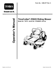 Toro TimeCutter Z5020 74372 Manuals | ManualsLib