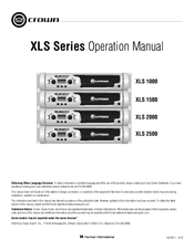 Crown XLS 1500 Series Manuals | ManualsLib