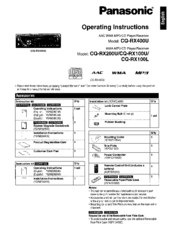 Panasonic Cqrx200u Auto Radio Cd Mp3 Deck Manuals Manualslib