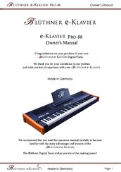 Bluthner E Klavier 2 Pro 88 Manuals Manualslib