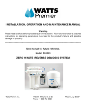 Watts premier 500029 Manuals | ManualsLib