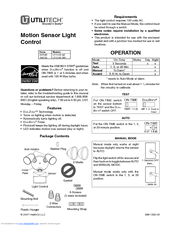 Utilitech Motion Sensor Light Control UT-5105-WH Manuals | ManualsLib