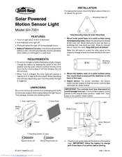 Heath Zenith Solar Powered Motion Sensor Light Sh 7001 Manuals Manualslib