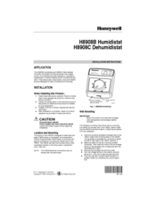 Honeywell H8908B Humidistat Manuals | ManualsLib