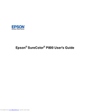 Epson Surecolor P800 Manuals Manualslib