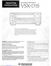 pioneer vsx d1s operating instructions manual manualslib manuals