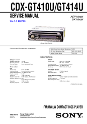 Sony CDX-GT414U Manuals | ManualsLib