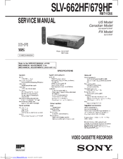 Sony SLV-679HF - Video Cassette Recorder Manuals | ManualsLib