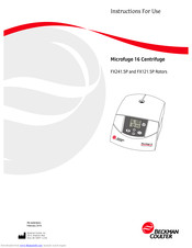 Beckman Microfuge 18 Centrifuge Operator's Manual ...