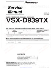 Pioneer VSX-D939TX Manuals | ManualsLib