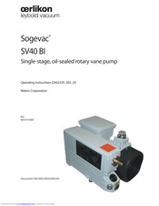 Oerlikon Sogevac SV40 BI Manuals | ManualsLib