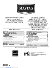 Maytag MVWB850WQ - Bravos 5.0 cu. Ft. IEC Capacity Washer Manuals