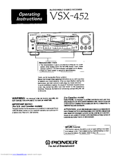 Pioneer VSX-452 Manuals | ManualsLib