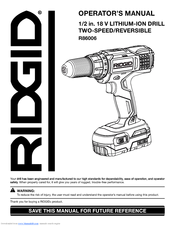 Ridgid R86006 Manuals | ManualsLib