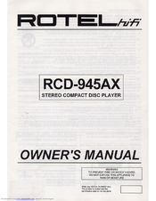 Rotel RCD-945AX Manuals | ManualsLib