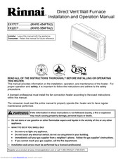 Rinnai EX22CT Manuals