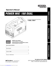 Lincoln electric POWER MIG 180 DUAL Manuals | ManualsLib