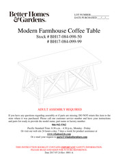 Better Homes And Gardens Modern Farmhouse Coffee Table Manuals