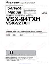 Pioneer Vsx94txh Elite Av Receiver Manuals Manualslib