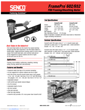 Senco Framepro 602 Specification Sheet Pdf Download Manualslib