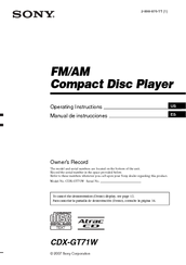 Sony Cdx Gt71w Fm Am Compact Disc Player Manuals Manualslib