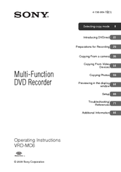 Sony VRDMC6 - DVDirect Compact Size DVD Burner Manuals | ManualsLib