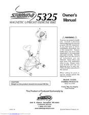 Stamina Magnetic Upright Exercise Bike 15 5325 Owner S Manual Pdf Download Manualslib