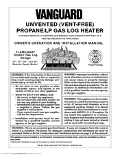 Vanguard Unvented Vent Free Propane Lp Gas Log Heater Operation And Installation Manual Pdf Download Manualslib