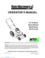 Yard machines 500 Series Manuals | ManualsLib
