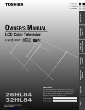 Toshiba 32HL84 - TheaterWide HD - 32" LCD TV Manuals | ManualsLib