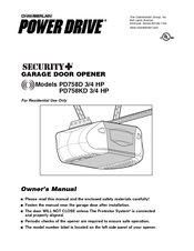 Chamberlain Power Drive Security+ PD758KD Manuals | ManualsLib