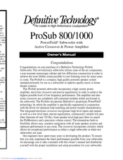 Definitive technology ProSub 800 Manuals | ManualsLib