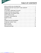 Acer P166HQL Manuals | ManualsLib