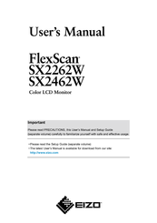 Eizo Flexscan Sx2462w User Manual Pdf Download Manualslib