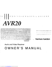 Harman Kardon Avr 20 Owner S Manual Pdf Download Manualslib