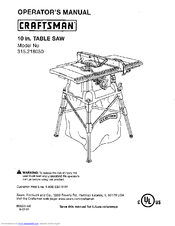 Craftsman 21805 - 10 in. Table Saw Manuals | ManualsLib
