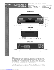 Sony SLV-778HF - Video Cassette Recorder Manuals | ManualsLib