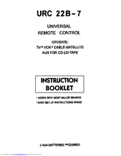 Universal remote control UCR22B-7 Manuals | ManualsLib
