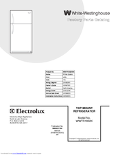 Westinghouse Wwtr1802kw 18 Cubic Foot Top Freezer Refrigerator Factory Parts Catalog Pdf Download Manualslib