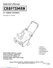 Craftsman 88704 - 123cc 4 Cycle Single Stage Snow Thrower Manuals